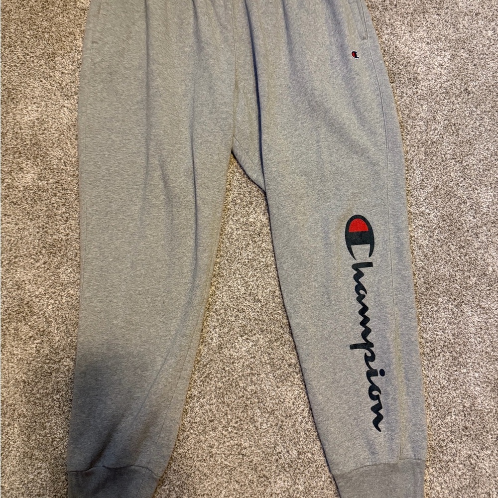 Champion Heather Gray Joggers with Logo Size XL